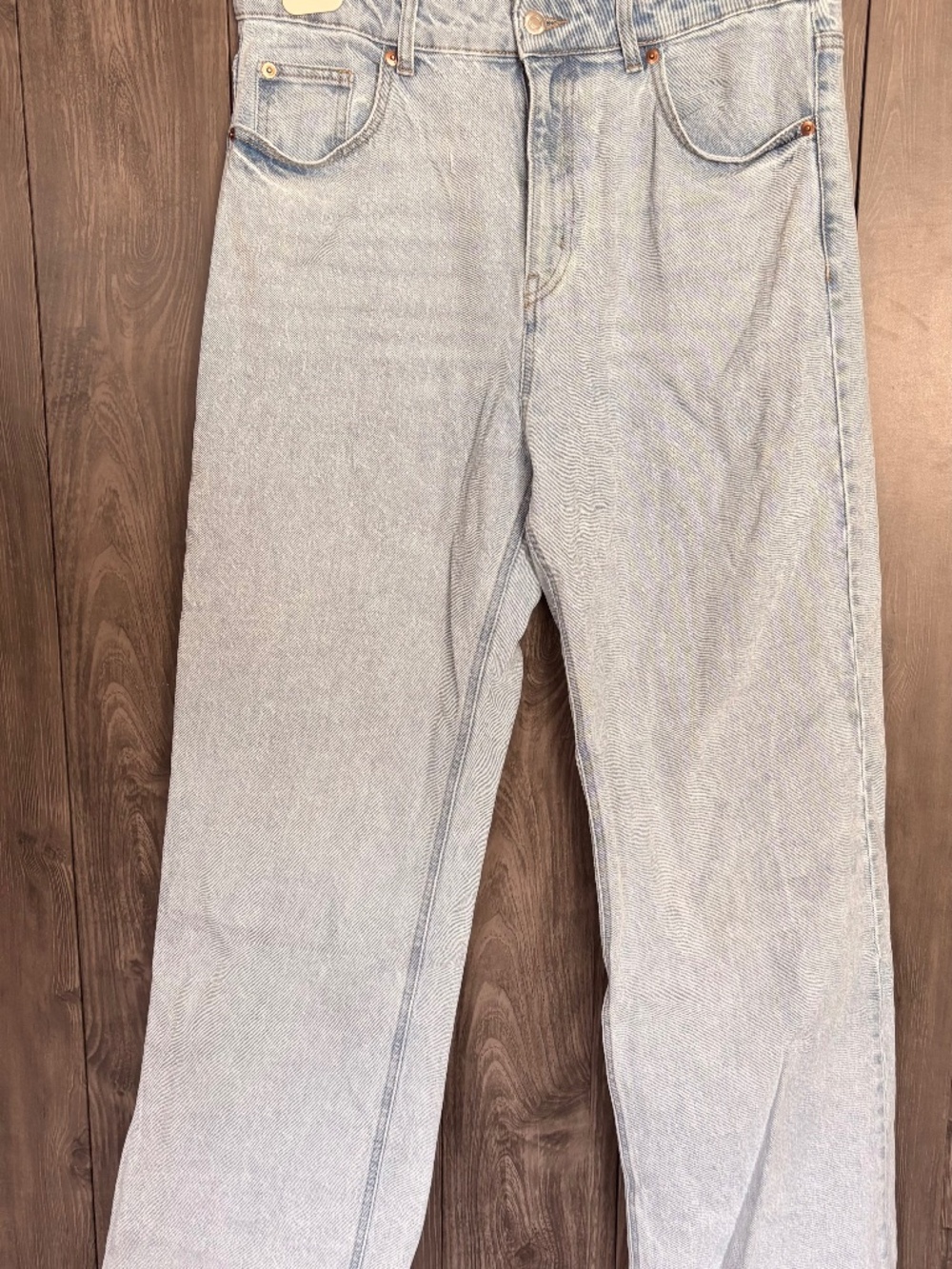 H&M Light Wash Straight Leg Jeans Size 12 High Rise Denim